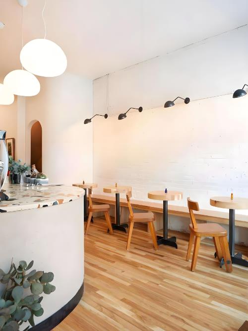 甜品店裝修設計，清新ins風原木係咖啡甜品店