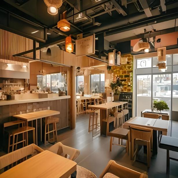 奶油風蛋糕甜品店裝修效果圖